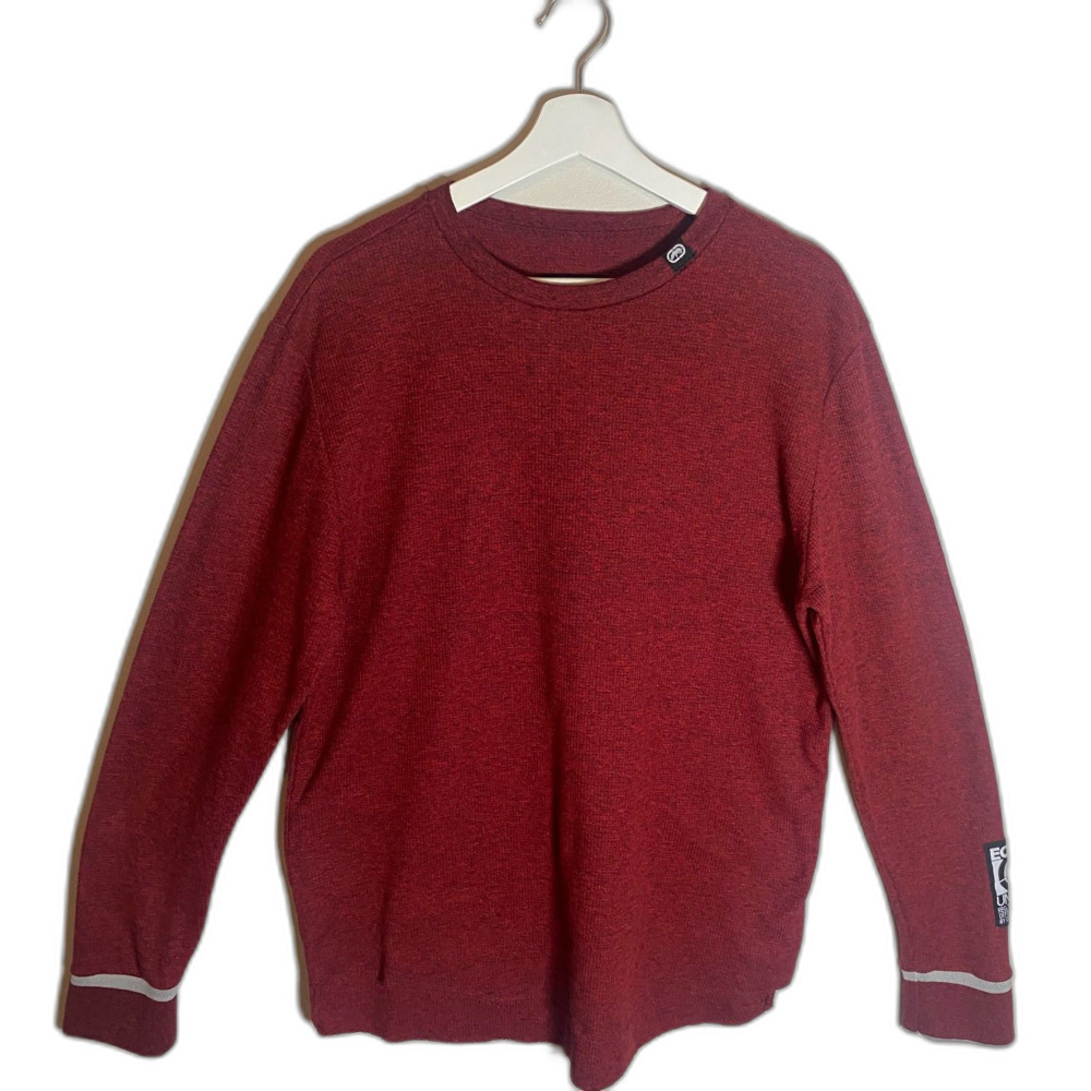 Vintage Ecko Unltd Men's Sweatshirt Thermal Sz L Red Long Sleeve Logo Cozy